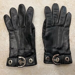 Coach Leather Gloves with Cashmere Lining, size 7